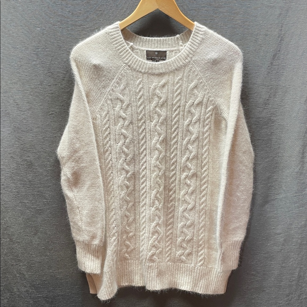 Fenn Wright Manson Cream angora‎ rabbit hair Cable Knit Sweater